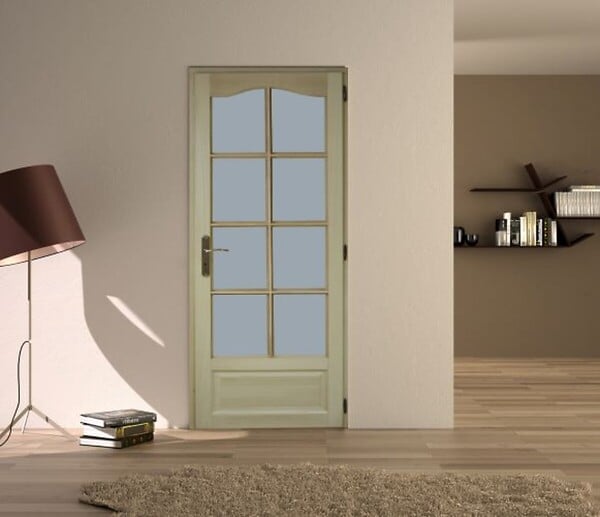 GD MENUISERIES - Bloc Porte Paulownia 8 vitrages (NON FOURNIS) H204 x L83 cm Côte tableau P.Droit - large