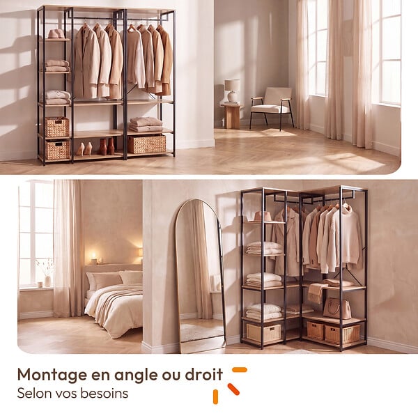 ID MARKET - Dressing modulable XXL L. 150 cm DETROIT design industriel - large