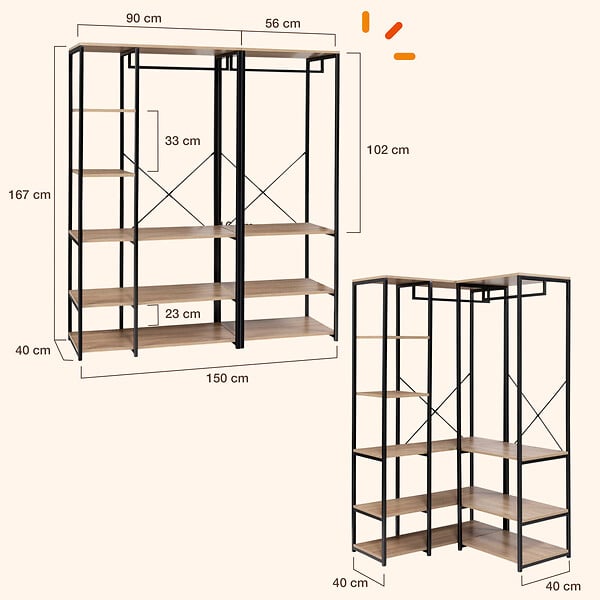 ID MARKET - Dressing modulable XXL L. 150 cm DETROIT design industriel - large
