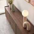 OVIALA - Meuble TV effet bois 150 cm style scandinave bois foncé - Tomy - vignette