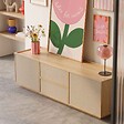 OVIALA - Meuble TV effet bois 150 cm style scandinave bois clair  - Tomy - vignette