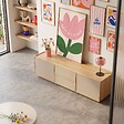 OVIALA - Meuble TV effet bois 150 cm style scandinave bois clair  - Tomy - vignette