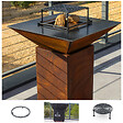 GRILL'CHIC - Pack Brasero Printemps CEVENOL Simple Cuve Corten Carré - Sans rangement bois - Modèle moderne sans rangement bois, idéal pour un extérieur compact - vignette