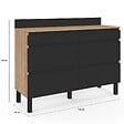 ID MARKET - Buffet bas double casserolier de cuisine 120 cm CLAUDE plan de travail H. 83 cm 6 tiroirs bois et noir - vignette