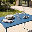 OVIALA - Table de jardin en acier 6 places 120 cm bleu pacific - Palavas - vignette