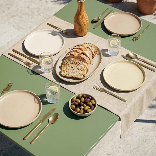 OVIALA - Table de jardin en acier 6 places 120 cm vert cactus - Palavas - large