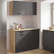 ID MARKET - Cuisine complète kitchenette 120 cm STIL avec plan de travail 3 éléments bois et noir - vignette