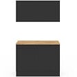 ID MARKET - Cuisine complète kitchenette 120 cm STIL avec plan de travail 3 éléments bois et noir - vignette