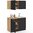ID MARKET - Cuisine complète kitchenette 120 cm STIL avec plan de travail 3 éléments bois et noir - vignette