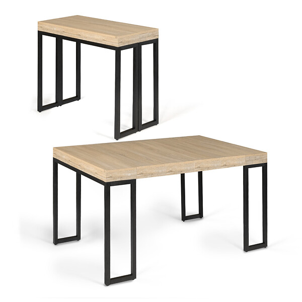ID MARKET - Table console extensible TORONTO 6 personnes 140 cm design industriel - large