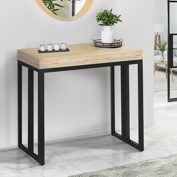 ID MARKET - Table console extensible TORONTO 6 personnes 140 cm design industriel - large