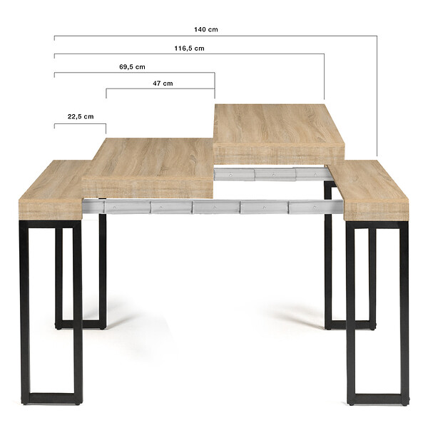 ID MARKET - Table console extensible TORONTO 6 personnes 140 cm design industriel - large
