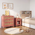 ID MARKET - Commode 3 tiroirs ADELIE 80 cm enfant cannage et vieux rose - vignette