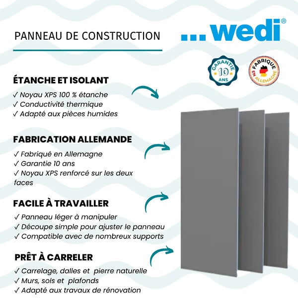 WEDI - Panneau de construction 250 x 90 x 5 cm - large
