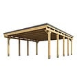 DIRECT-ABRIS - Carport Bois CASTELLANE - 2 Voitures - Traitement Autoclave - Ancrage de Fixation en H - Bois de Haute Qualitée - Poteaux 12x12 cm - vignette