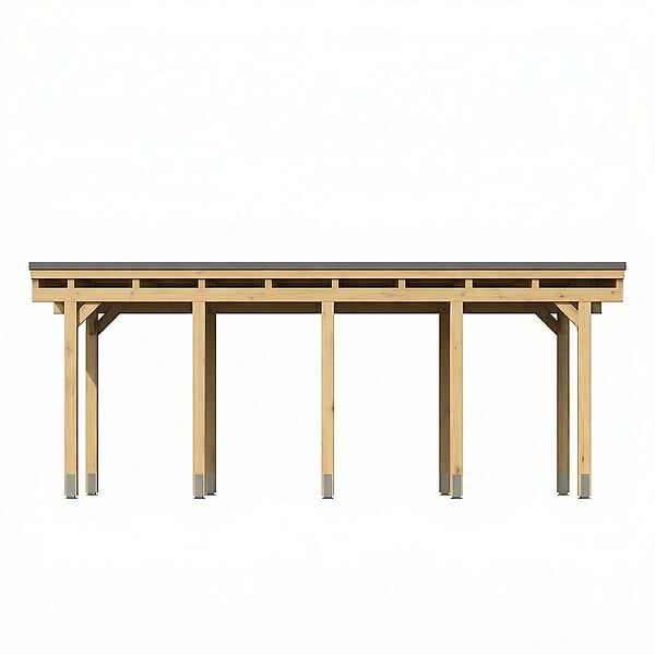 DIRECT-ABRIS - Carport Bois CASTELLANE - 2 Voitures - Traitement Autoclave - Ancrage de Fixation en H - Bois de Haute Qualitée - Poteaux 12x12 cm - large