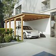 DIRECT-ABRIS - Carport Adosse Bois RIVERSIDE - 1 Voiture - 363 x 555 - Abris Voiture - Feutre Bitumeux sur les Voliges - Bandeau de Finition - vignette