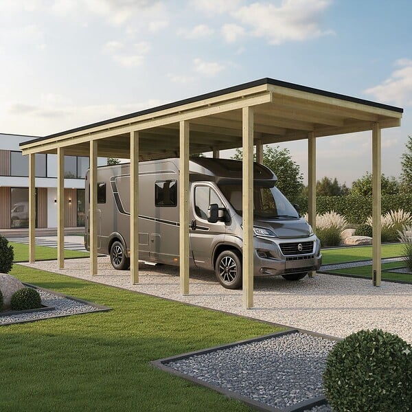 DIRECT-ABRIS - Abri Camping Car ARIZONA - 1 Vehicule - 373 x 860 - Abris Voiture - Feutre Bitumeux sur les Voliges - Autoporté - Toit Plat - large