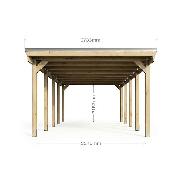 DIRECT-ABRIS - Carport Bois CASTELLANE - 373 x 707 - 1 Voiture - Abri Voiture - Traité Autoclave - Montage Facile - Feutre Bitumeux Inclus - large