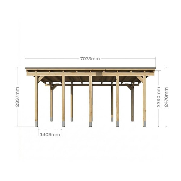 DIRECT-ABRIS - Carport Bois CASTELLANE - 373 x 707 - 1 Voiture - Abri Voiture - Traité Autoclave - Montage Facile - Feutre Bitumeux Inclus - large