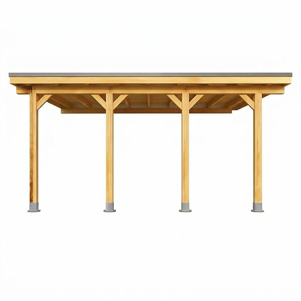 DIRECT-ABRIS - Carport Adosse Bois RIVERSIDE - 2 Voitures - 548 x 550 - Abris Voiture - Feutre Bitumeux sur les Voliges - Bandeau de Finition - Toit Plat - large
