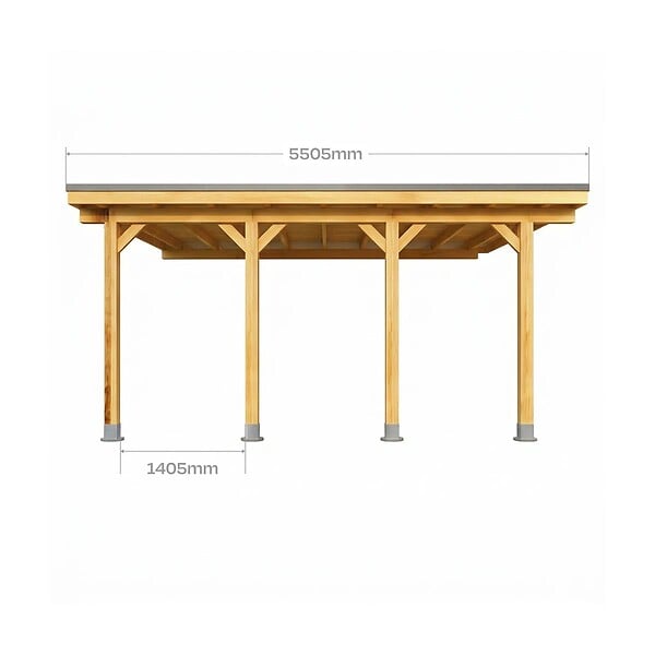 DIRECT-ABRIS - Carport Adosse Bois RIVERSIDE - 2 Voitures - 548 x 550 - Abris Voiture - Feutre Bitumeux sur les Voliges - Bandeau de Finition - Toit Plat - large