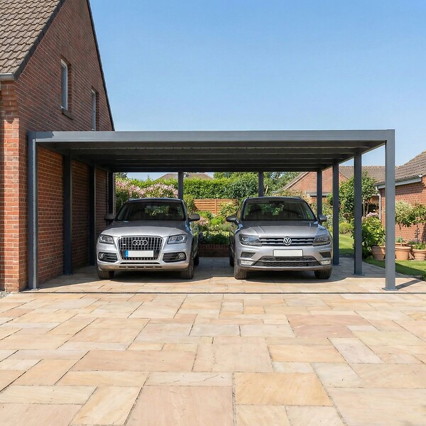 DIRECT-ABRIS - Carport aluminium CARLTON 570 x 550 cm - 2 Voitures - 31,35m2 - Gris anthracite - large
