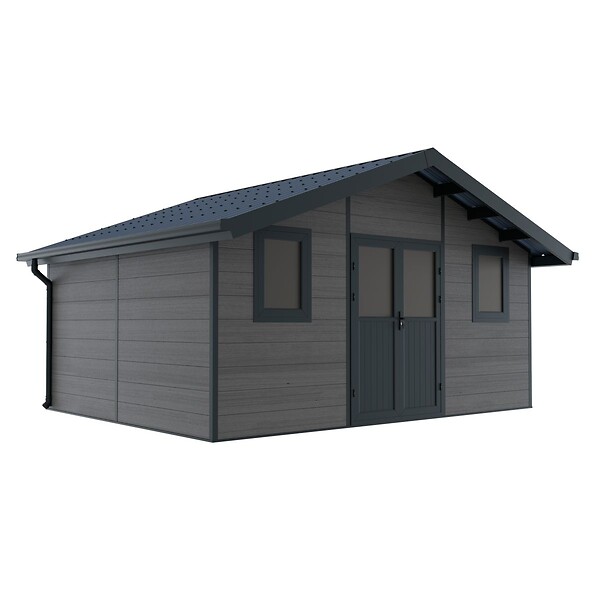 DIRECT-ABRIS - Abri de Jardin Composite ISORA - 20m2 - Gris - Cabane de Jardin - Local - large
