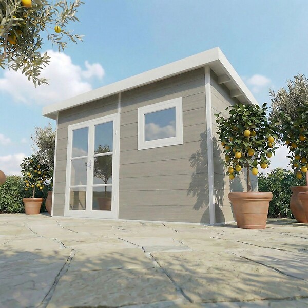 DIRECT-ABRIS - Abri de Jardin Composite ALMA - 15m2 Gris clair - Cabane de Jardin - large