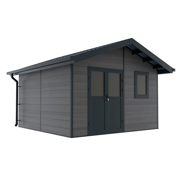 DIRECT-ABRIS - Abri de Jardin Composite ISORA - 15m2 Gris - Cabane Atelier / Abri Velo - large
