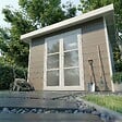 DIRECT-ABRIS - Abri de Jardin Composite ALMA - 9m2 Gris/blanc - Cabane de Jardin - vignette