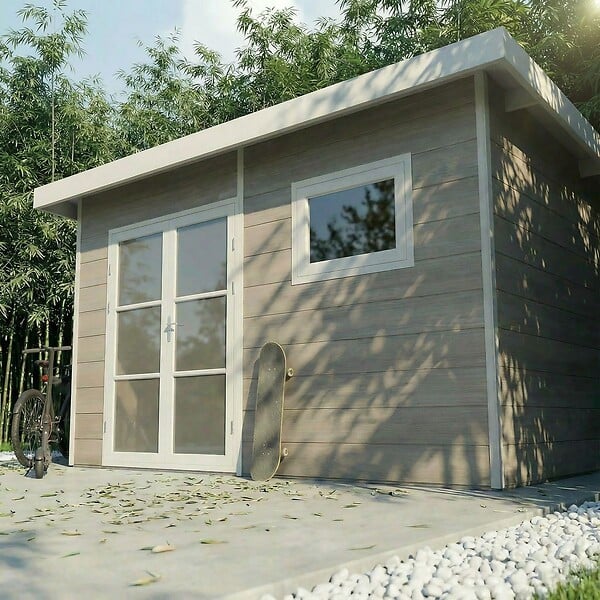 DIRECT-ABRIS - Abri de Jardin Composite ALMA - 11m2 Gris clair - Garantie 20 ans - Cabanon de Jardin - large