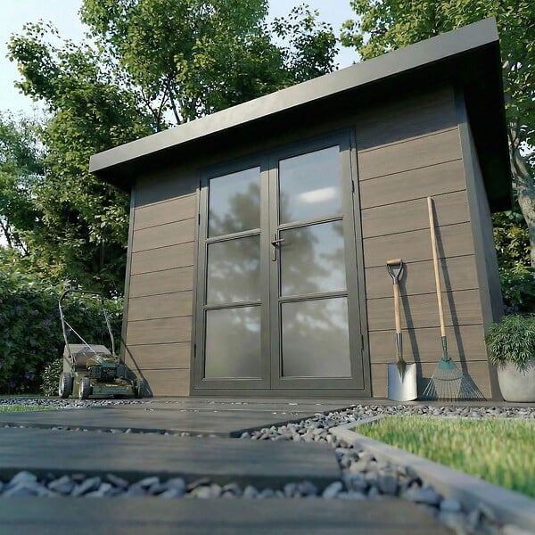DIRECT-ABRIS - Abri de Jardin Composite ALMA - 9m2 Gris - Cabane de Jardin - large