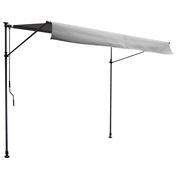 HAPPY GARDEN - Store banne pour balcon CHENE 3 × 1,2m - Toile grise et structure grise - large