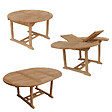 HAPPY GARDEN - Salon de jardin en teck massif LOMBOK - table ronde extensible - 6 places - vignette
