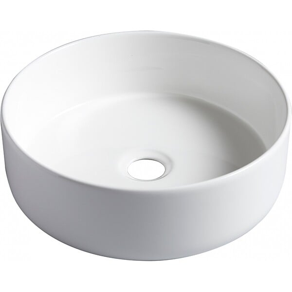 PLANETE BAIN - Vasque à poser ronde diamètre 37 cm - Blanc brillant - Rebords fins - Andria - large