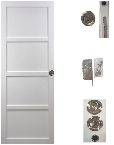 GD MENUISERIES - Porte Coulissante Tamera blanc H204 x L63 cm, serrure condamnation - large