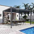 AICA SANITAIRE - Pergola bioclimatique autoportée RIVA 4 x 3m - Lames orientables - Aluminium - Gris anthracite - 4 pieds robustes - vignette