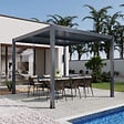 AICA SANITAIRE - Pergola bioclimatique autoportée RIVA 3 x 3m - Lames orientables - Aluminium - Gris anthracite - 4 pieds robustes - vignette