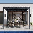AICA SANITAIRE - Pergola bioclimatique autoportée RIVA 3 x 3m - Lames orientables - Aluminium - Gris anthracite - 4 pieds robustes - vignette