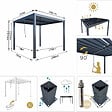 AICA SANITAIRE - Pergola bioclimatique autoportée RIVA 3 x 3m - Lames orientables - Aluminium - Gris anthracite - 4 pieds robustes - vignette