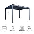 AICA SANITAIRE - Pergola bioclimatique autoportée RIVA 3 x 3m - Lames orientables - Aluminium - Gris anthracite - 4 pieds robustes - vignette