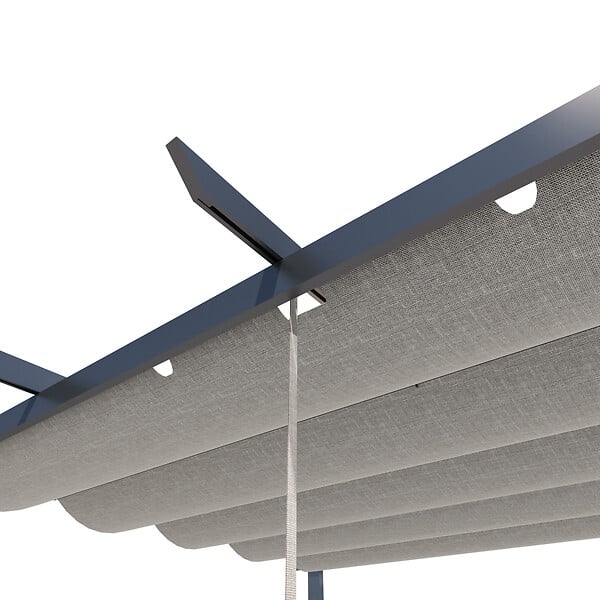 AICA SANITAIRE - Pergola autoportée VELA en aluminium 8.27 m², toile rétractable, 4 x 3m, tonnelle gris pour les jardin et les cours - large