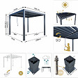 AICA SANITAIRE - Pergola bioclimatique autoportée - Structure et Lames orientables en aluminium - 3 x 3m - Gris anthracite - vignette
