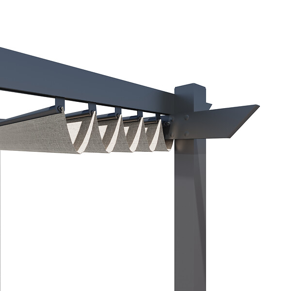 AICA SANITAIRE - Pergola autoportée VELA en aluminium 5.81 m², toile rétractable, 3 x 3m, tonnelle gris pour les jardin et les cours - large