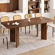 ID MARKET - Table à manger extensible rectangulaire arrondie CAPUCINE 6-10 personnes 4 pieds design arrondi noyer 160-200 cm - vignette