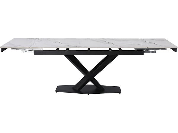 HABITAT ET JARDIN - Table à manger extensible en céramique 6 à 10 personnes "Silence" - Blanc marbré gris - large
