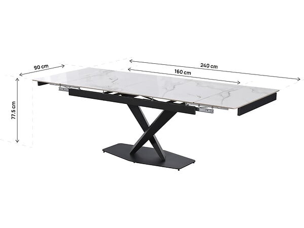 HABITAT ET JARDIN - Table à manger extensible en céramique 6 à 10 personnes "Silence" - Blanc marbré gris - large