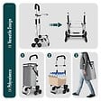 VOUNOT - Chariot de courses pliable monte escalier aluminium avec sac isotherme gris - vignette