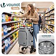 VOUNOT - Chariot de course pliable monte escalier aluminium avec crochets gris - vignette
